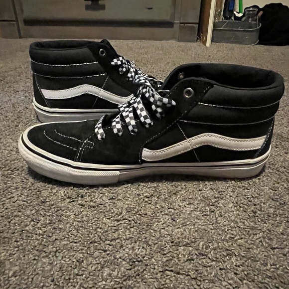 Black and White Vans Sk8 High-Top Sneakers - Picture 6 of 10
